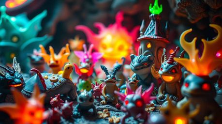 Immerse yourself in a breathtaking close-up of a fantasy kingdom, overflowing with quirky magical creatures brought to life b