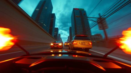 Experience a dynamic chase scene depicted from a high-angle perspective, featuring exaggerated squash and stretch animation f