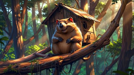 In a heartwarming scene crafted with the emotional depth of Pixar and the artistic flair of anime, a diligent beaver puts the