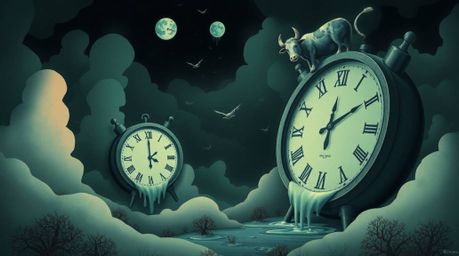 A captivating surreal dreamscape illustration features soft pastel colors juxtaposed with dark tones, creating an eerie yet g