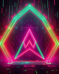 Explore stunning visuals of bioluminescent geometric shapes floating in a glitched cyberspace, reminiscent of the Matrix.  Th