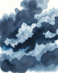 This captivating watercolor painting depicts a scene of intense dramatic weather, showcasing stormy skies, high tension, and 