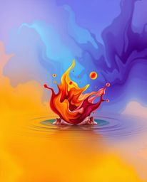 A captivating geometric logo design inspired by the vibrant splash of ink in water.  Featuring warm reds, oranges, and yellow