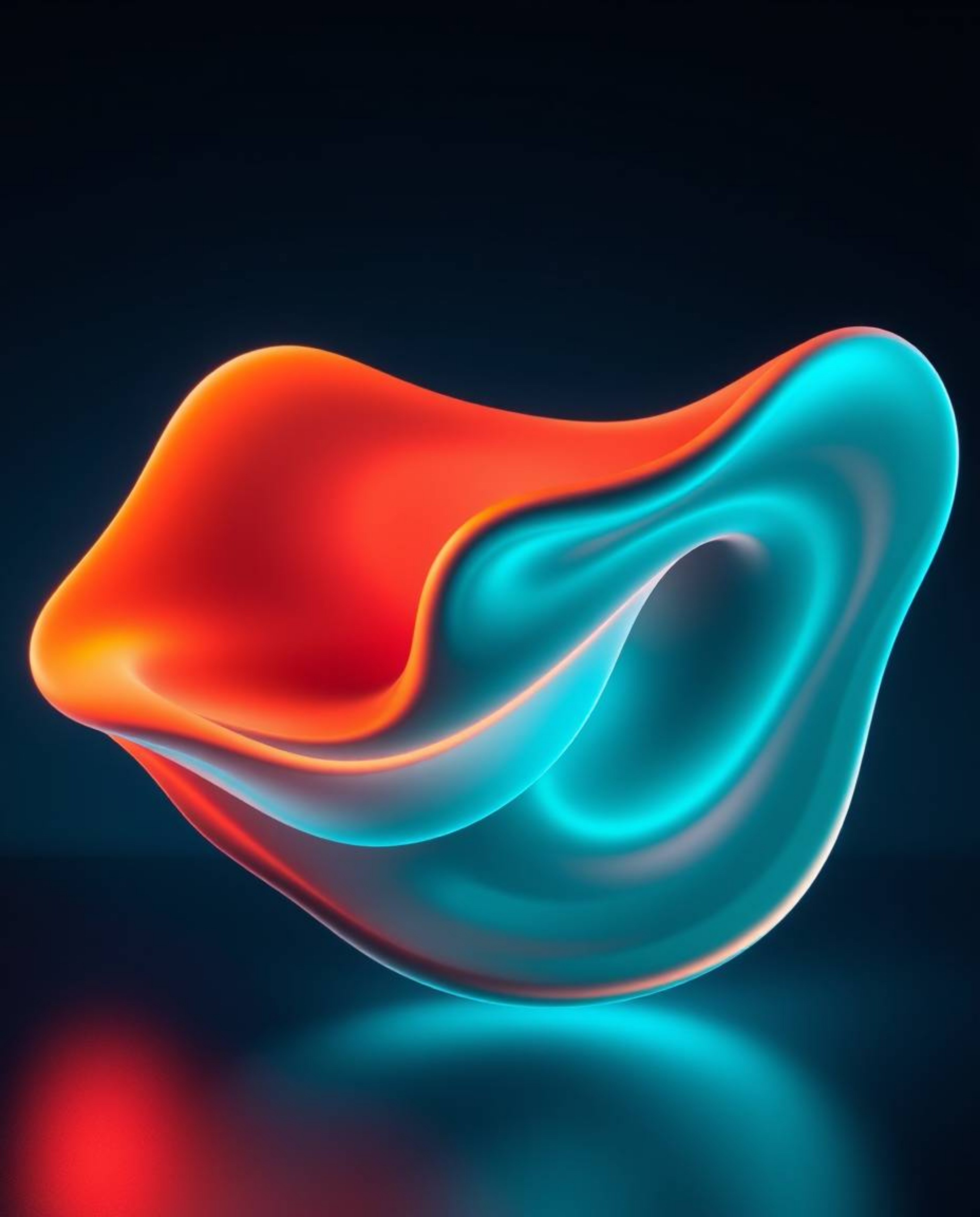 Explore the mesmerizing world of futuristic art with warm terracotta and cool teal accents, showcasing 3D fluid shapes with g