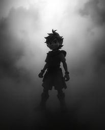 Embark on a thrilling desert adventure with a brave hero, reminiscent of Disney animation.  This monochrome tale is shrouded 