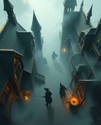 Explore a magical school from a unique overhead cinematic perspective. This painterly digital sketch showcases young wizards