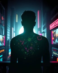 Experience a rich, deep teal color silhouetted against captivating backlighting, showcasing colorful neon splashes that illum