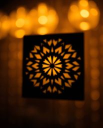 A stunning black and white image featuring a blurred bokeh effect and a warm, golden glow, perfectly accentuating the silhoue