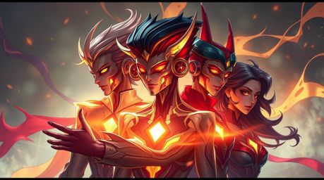 Discover a captivating digital artwork depicting a graceful team of misfit heroes.  The piece utilizes creative lighting, abs