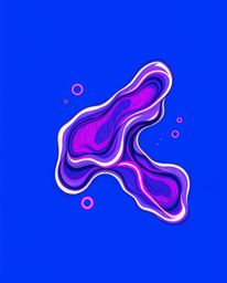 Explore a mesmerizing world of futuristic 3D fluid shapes with glowing edges against a deep blue backdrop. This artwork featu