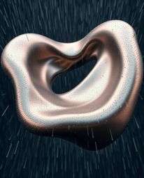 Experience the mesmerizing high-angle perspective of smooth 3D fluid shapes adorned with metallic textures, gracefully floati