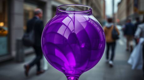 Explore the world of candid street photography with a focus on a captivating glass object reflecting smooth gradient textures