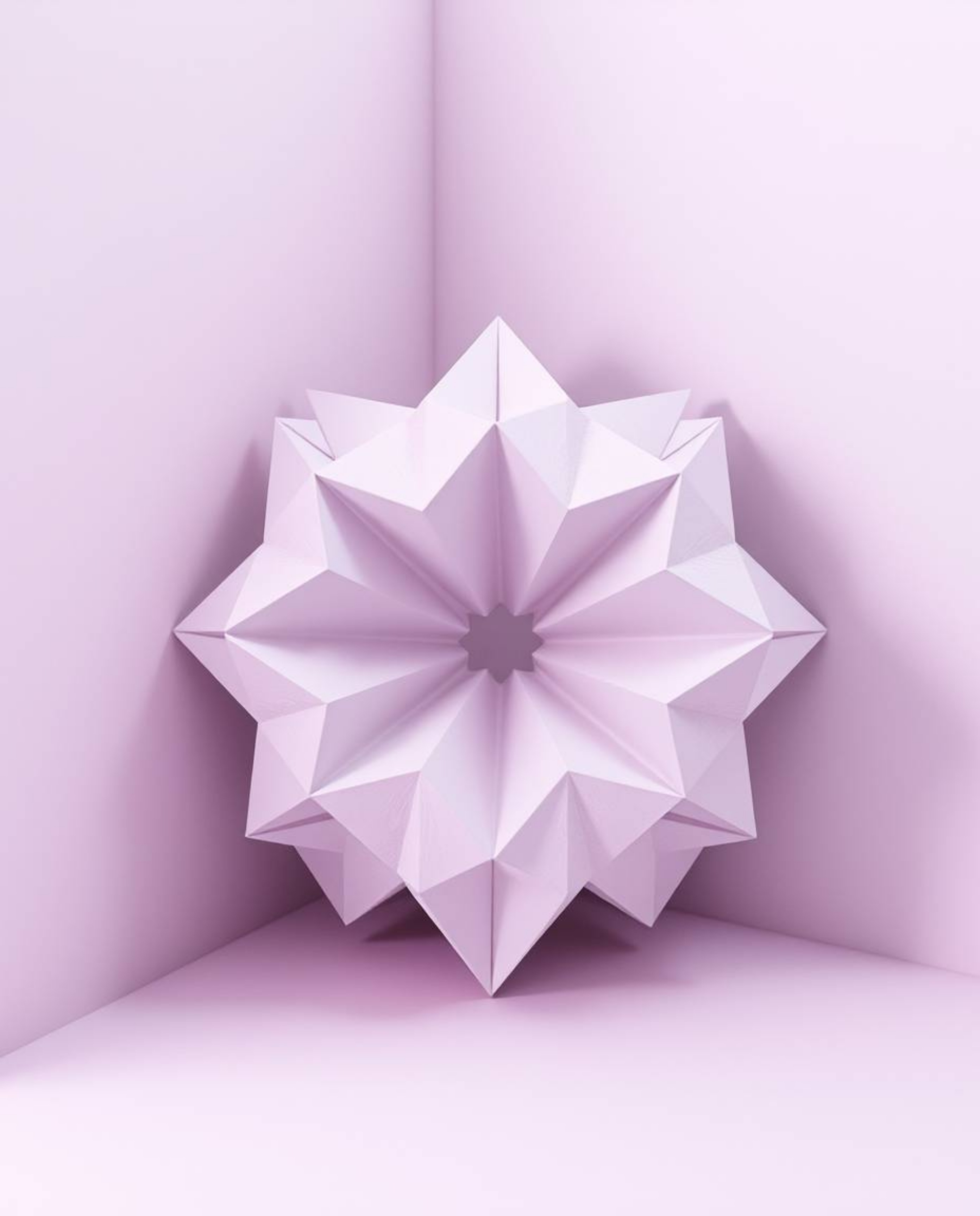 Experience a unique blend of eerie and calming aesthetics with this 3D geometric artwork.  Rendered in soft pastel colors, th
