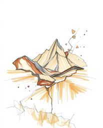 Explore the beauty of digital decay with this hand-drawn glitch landscape featuring natural earth tones. Rough lines and text