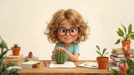 A vibrant, high-resolution stock photo of a brilliant, bespectacled homeschooled genius, depicted in a stylized, Pixar-inspir