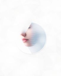 This artwork explores the intersection of human identity and digital abstraction. Inspired by a logo design aesthetic, it fea