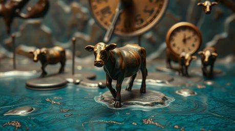 A captivating image showcasing an extreme macro close-up of a cast bronze surface, depicting a surreal dreamscape with meltin