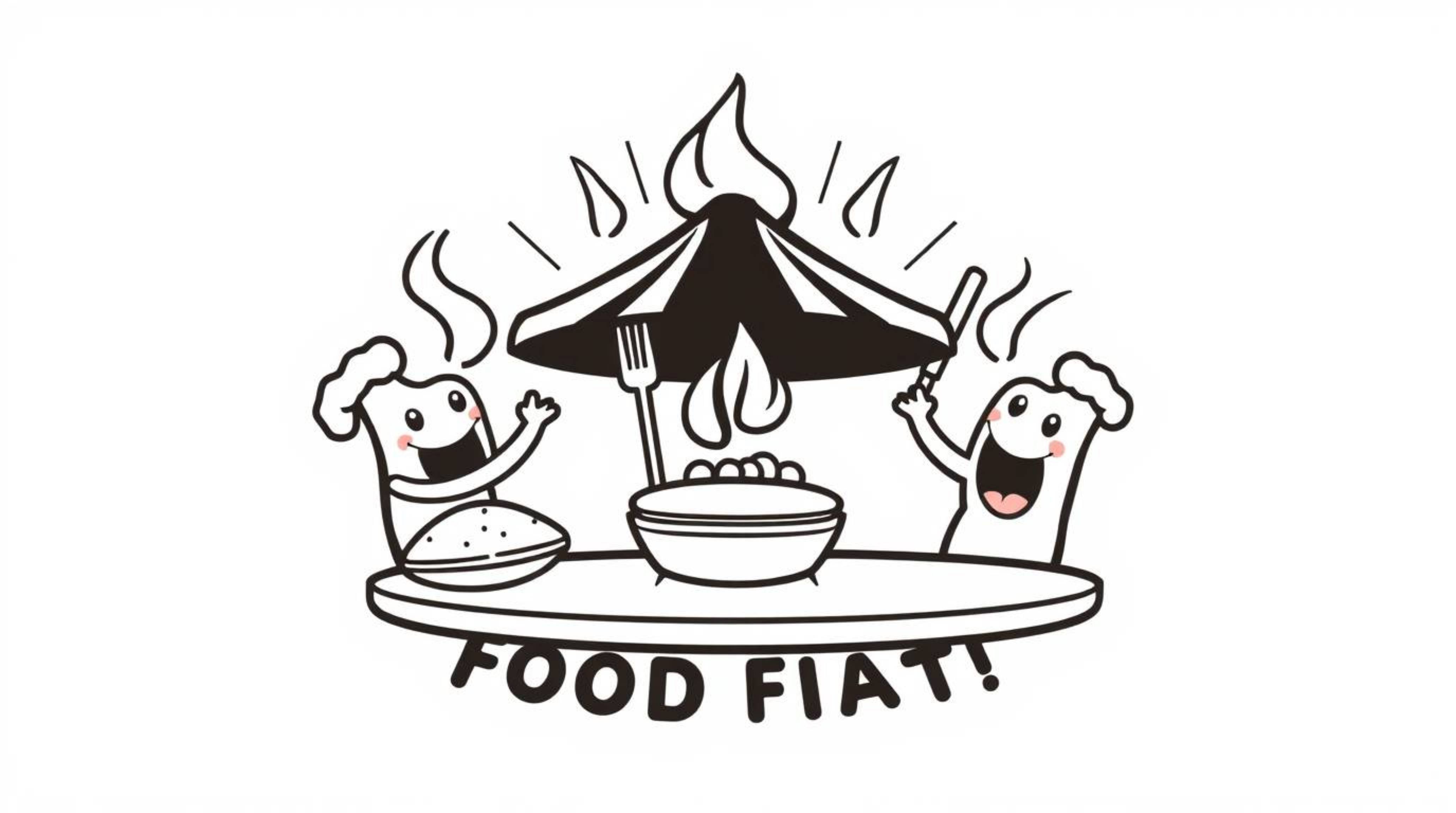 A timeless and elegant logo design featuring a classic black and white aesthetic.  Perfect for a wild food fight scene in a c