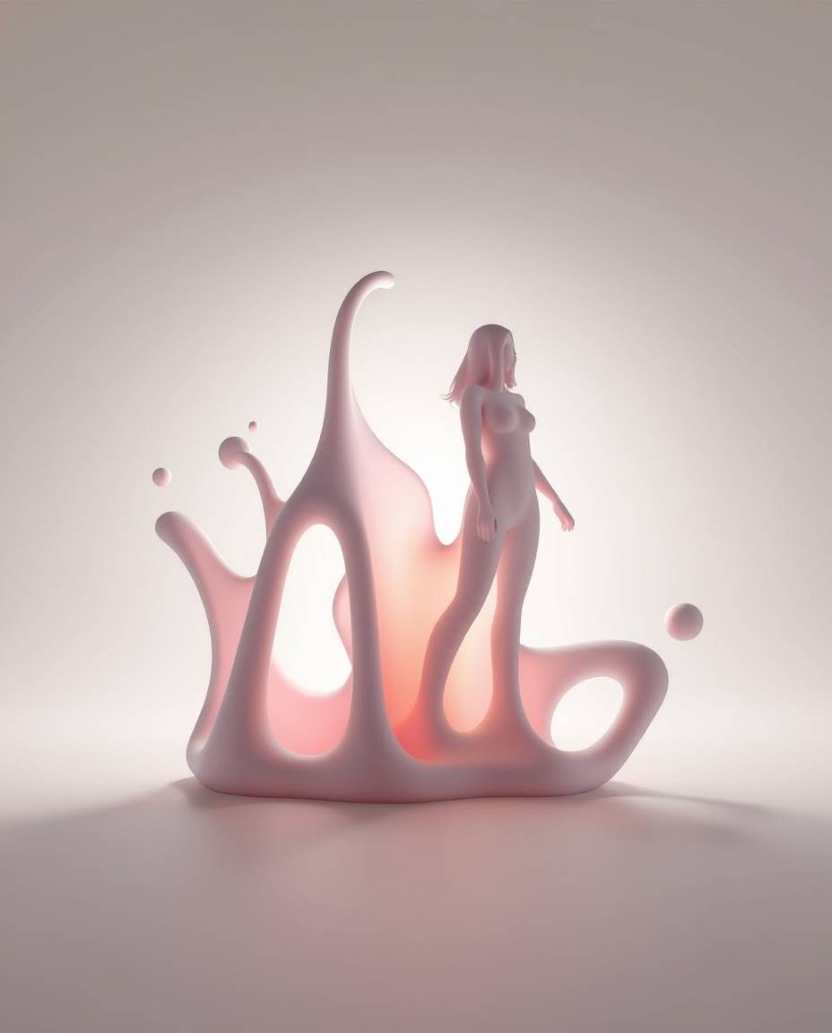 Explore a mesmerizing collection of 3D abstract liquid forms rendered in soothing pastel colors and bathed in soft lighting. 