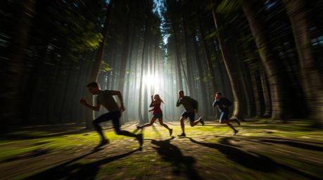 Experience the thrill of an intense chase through a mesmerizing looping forest, brought to life with dramatic lighting and bl