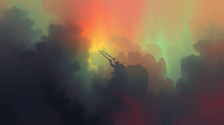 Immerse yourself in a fantasy world with epic complementary colors and a misty, atmospheric digital sketch. This artwork feat