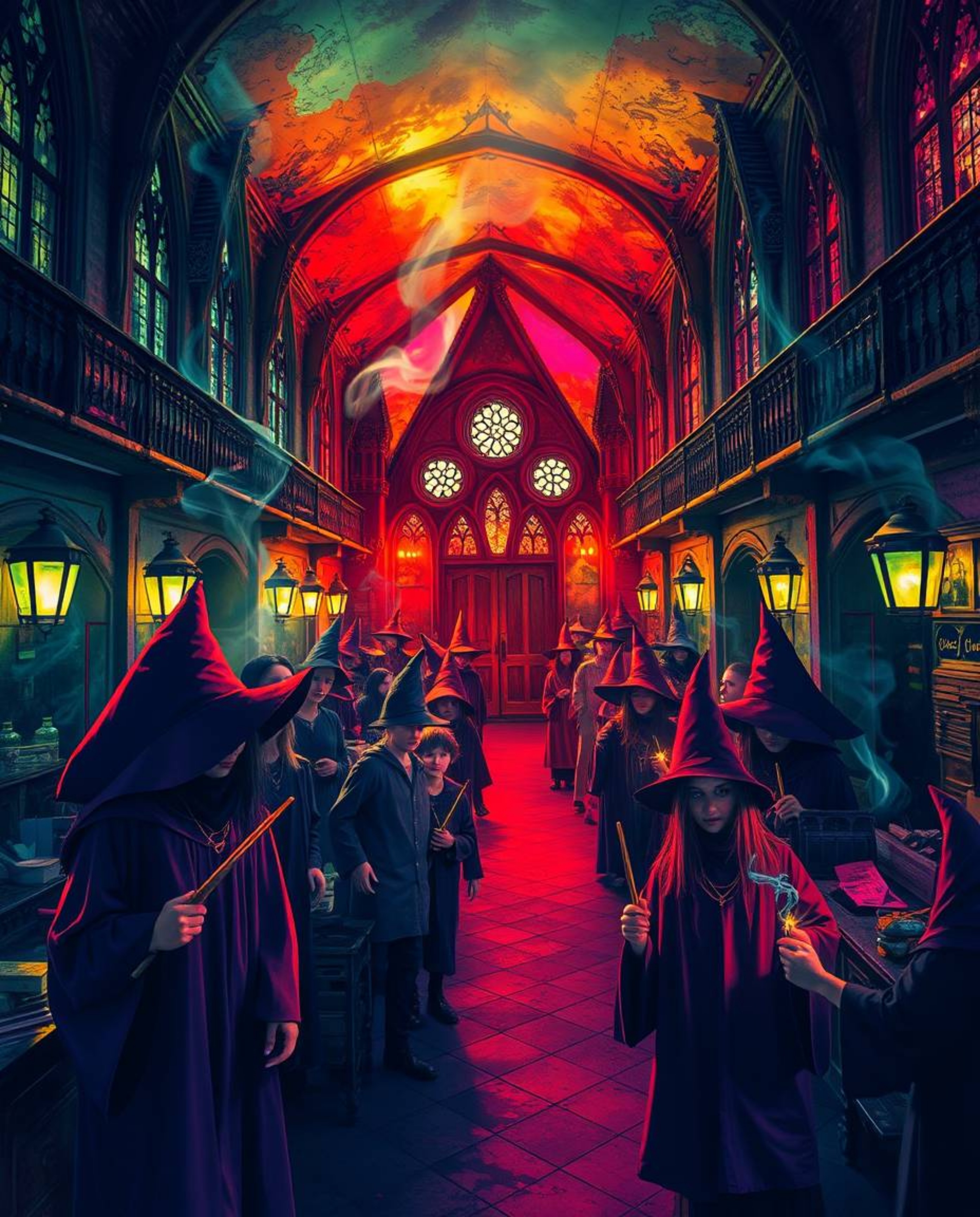 Experience the captivating contrast of a magical school brimming with young wizards.  Eerie, creepy undertones meet bright, v