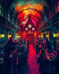 Experience the captivating contrast of a magical school brimming with young wizards. Eerie, creepy undertones meet bright, v