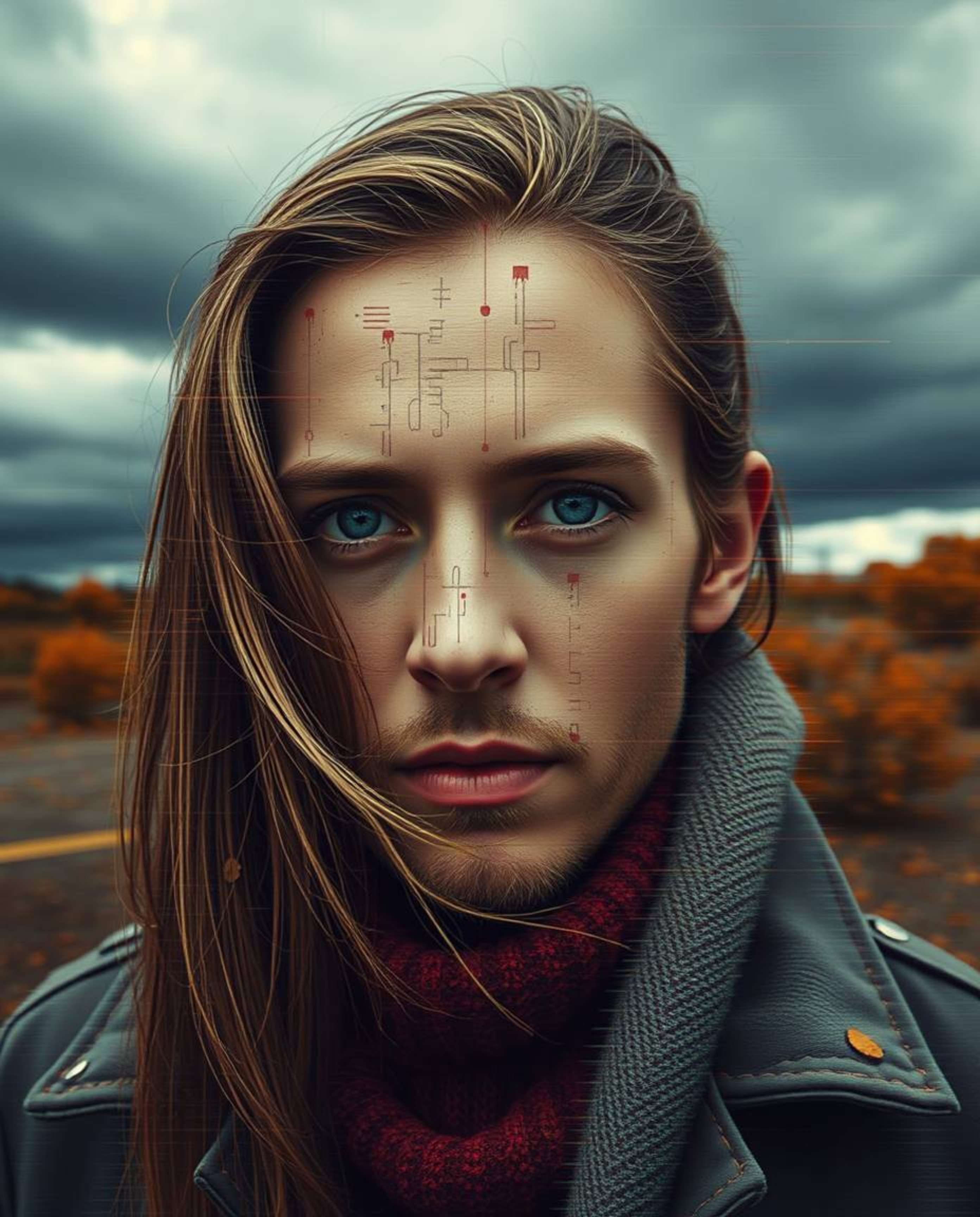 Explore stunning digital glitch art portraits featuring corrupted data, pixelated styles, and intense dramatic weather.  Expe