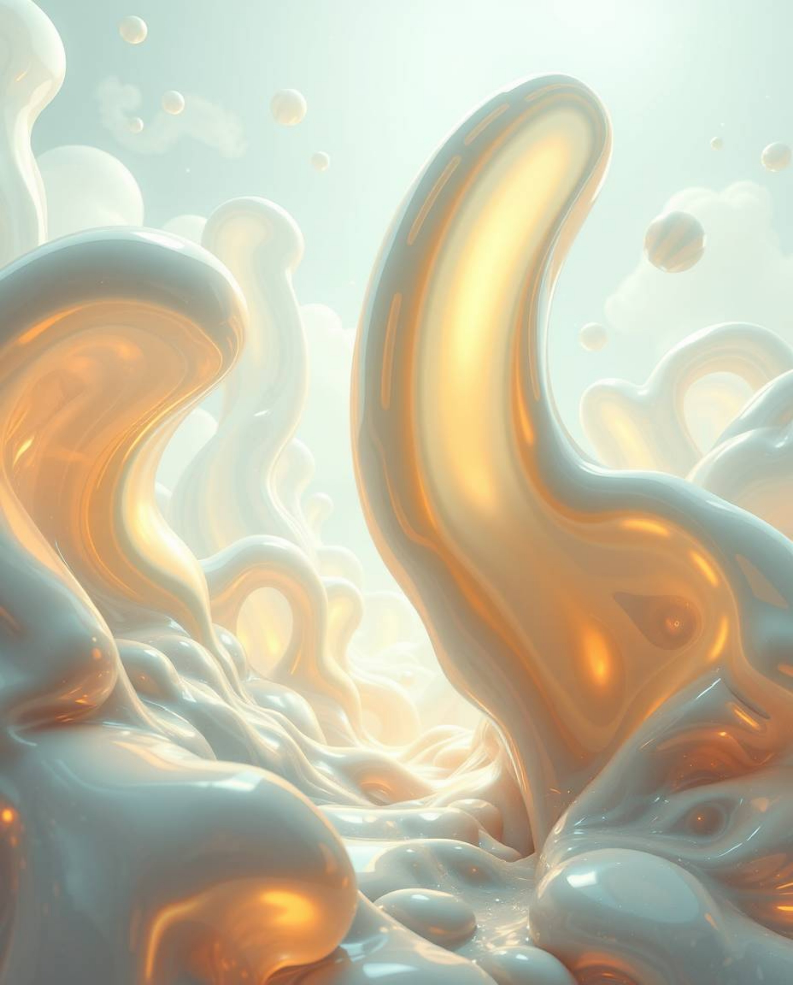 Immerse yourself in an Isekai anime-inspired world with this surreal 3D illustration featuring fluid shapes reminiscent of me