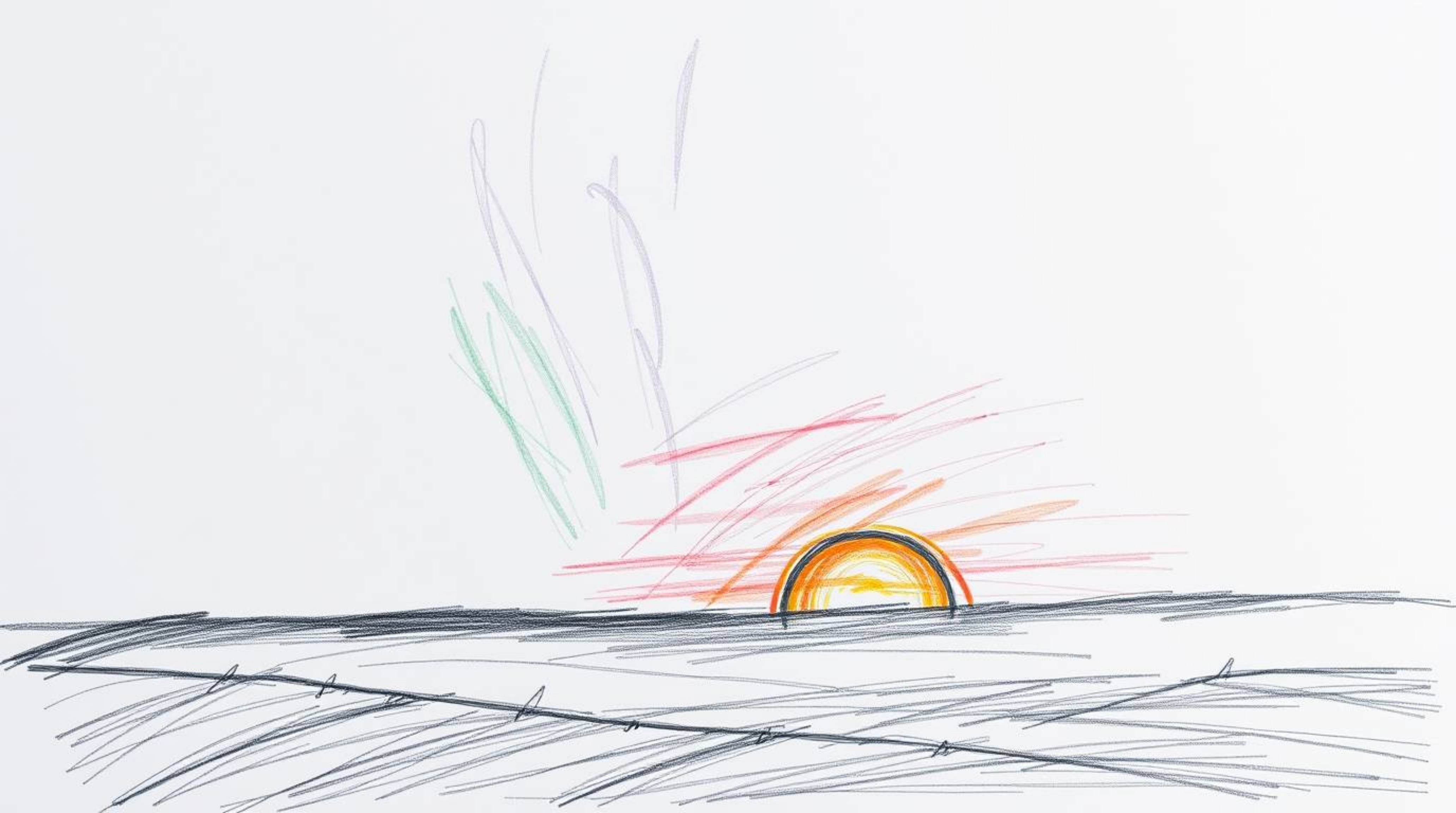This artwork features a hand-drawn sketch of the mesmerizing Northern Lights appearing above a stunning sunset sky. The rough