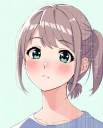 An adorable, cute human face undergoes an isekai anime-style digital glitch, transforming it into a captivating data stream. 