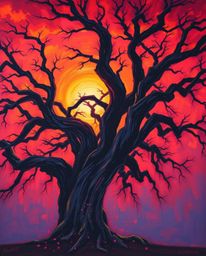 A bold acrylic painting in a dramatic cinematic style. Featuring vibrant colors and textured brushstrokes, this artwork uses 