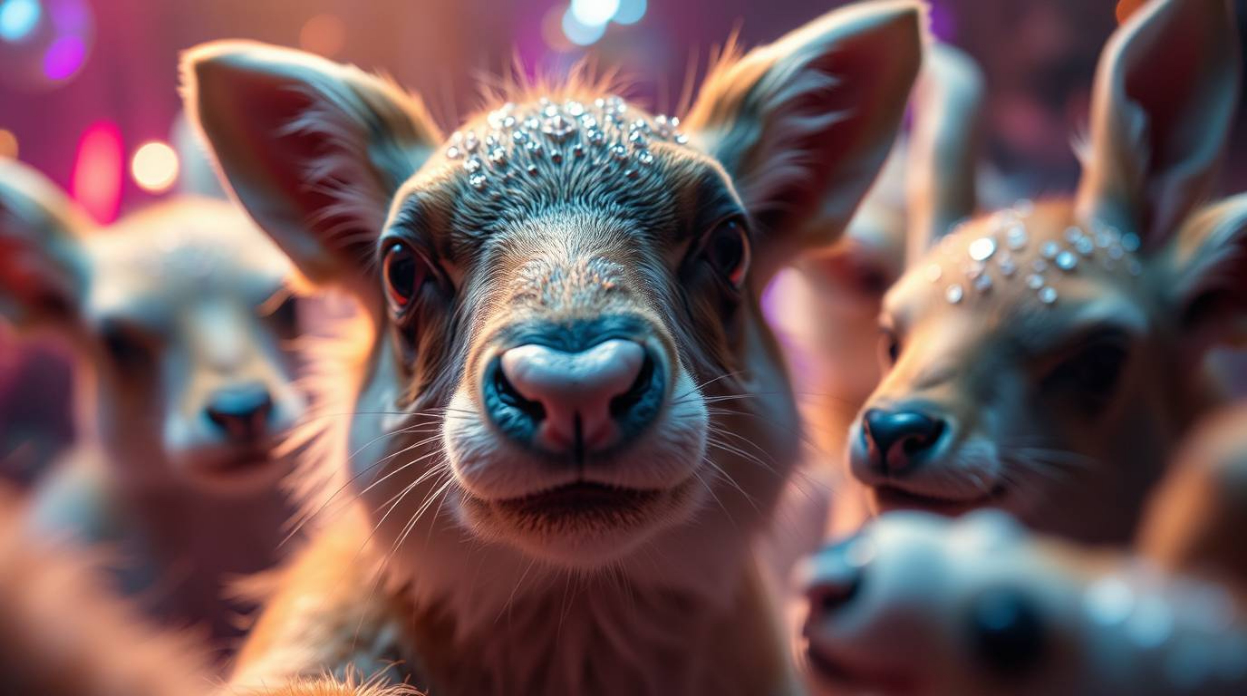 Immerse yourself in an ethereal world of extreme macro photography. Witness an enchanting animal dance party bathed in vibran