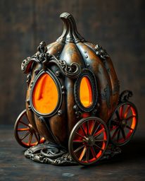 Witness a magical transformation as a pumpkin morphs into an elegant carriage, rendered in exquisite cast bronze. This artwor