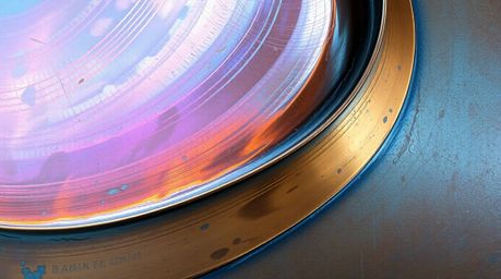 Explore a dynamic bronze sculpture featuring an iridescent gradient texture that creates vibrant color shifts and blurred lin