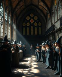Explore a magical school brimming with young wizards, rendered in striking hard light that casts dramatic shadows. Immerse yo