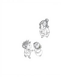 This image showcases a heartfelt family reunion envisioned in the beloved Pixar style.  The hand-drawn sketch, rendered with 