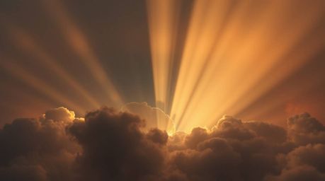 A mesmerizing high-angle perspective capturing the ethereal beauty of volumetric lighting effects as light beams gracefully p