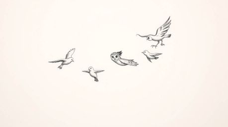 A charming, hand-drawn sketch in the style of Pixar showcases a blind owl in mid-flight, generously sharing its wisdom by tea