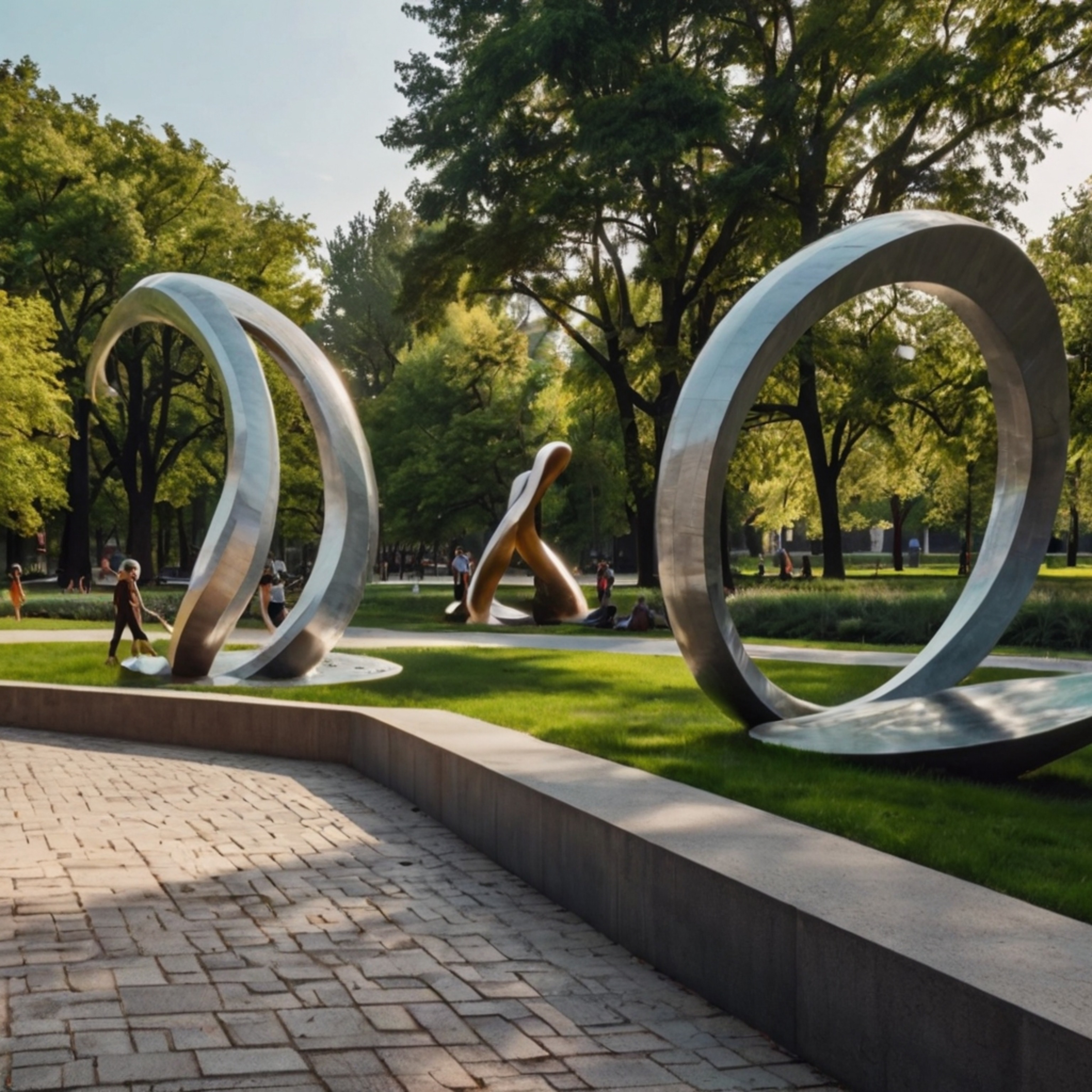 Escape the city bustle and discover tranquility in this urban park. Featuring modern sculptures, meticulously maintained walk