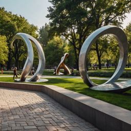 Escape the city bustle and discover tranquility in this urban park. Featuring modern sculptures, meticulously maintained walk