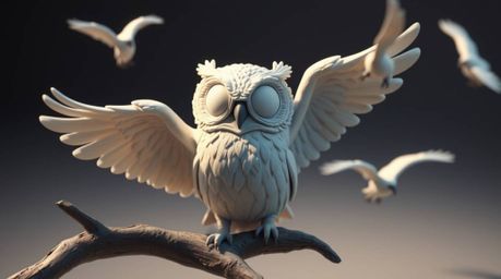 A charming image of a blind owl, rendered in Pixar's signature style, captures the essence of 'inner vision' as it teaches bi