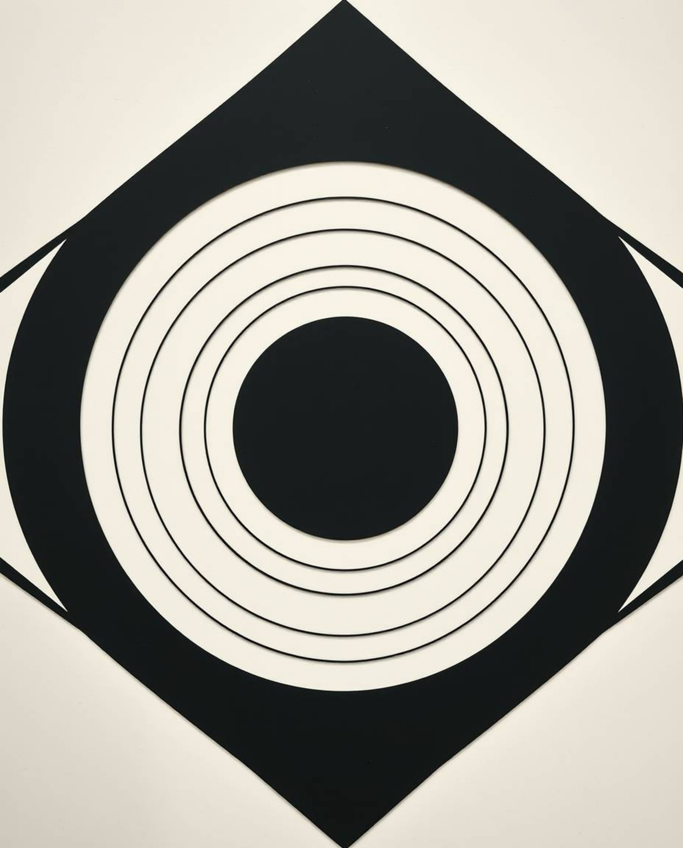 This artwork presents a captivating overhead bird's eye view of a minimalist geometric pattern reminiscent of the Bauhaus sty