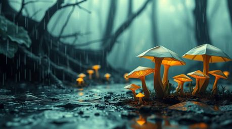 Experience the ethereal beauty of a vintage enchanted forest rendered in intricate origami style.  This mystical scene featur