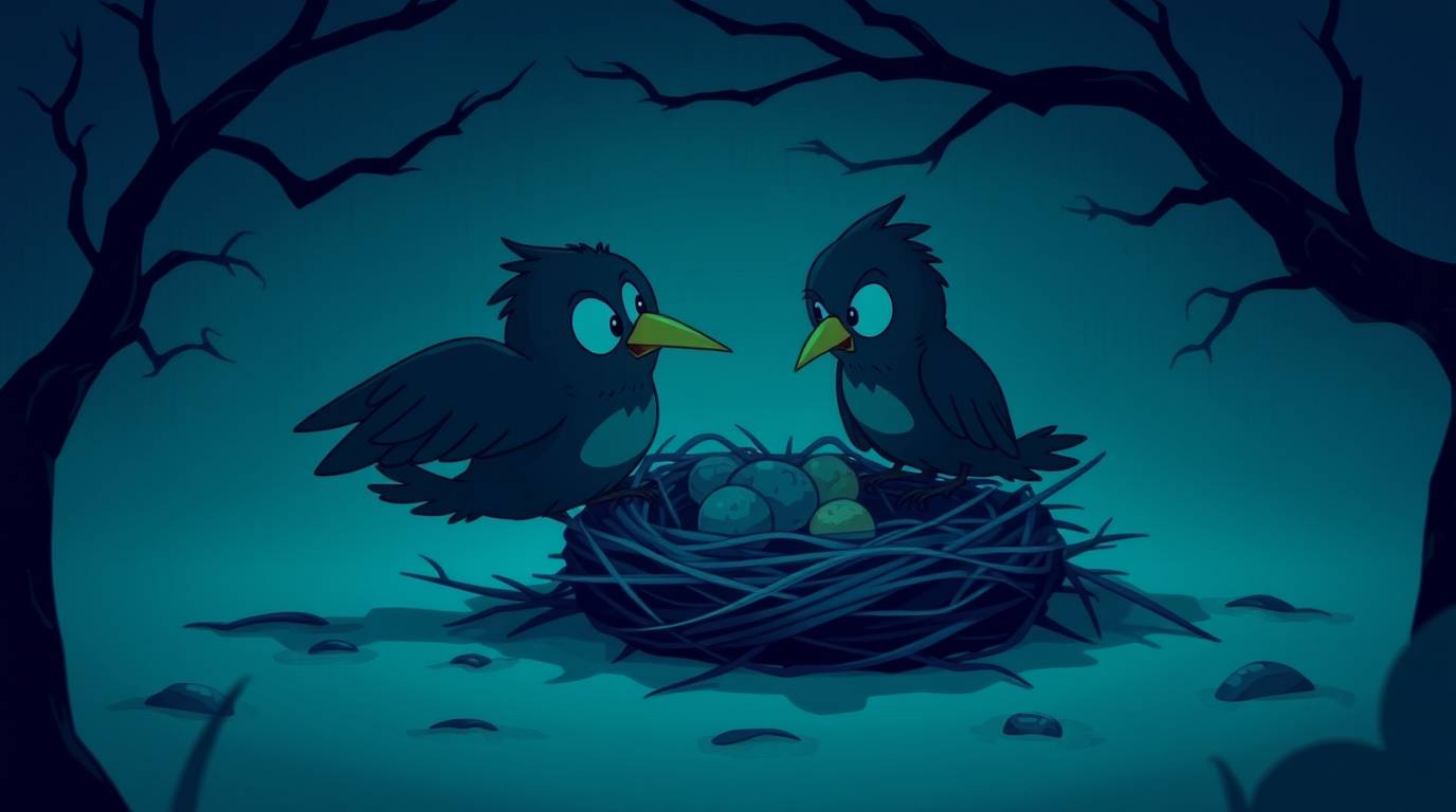 A captivating short animation depicting two cartoon birds constructing a nest.  The film utilizes a classic animation style w