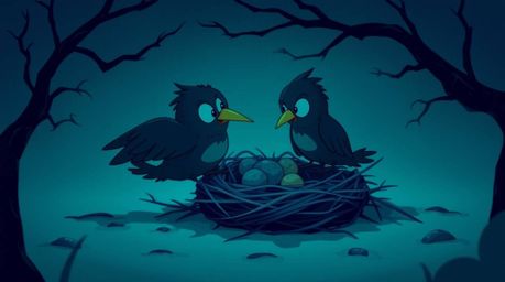 A captivating short animation depicting two cartoon birds constructing a nest.  The film utilizes a classic animation style w