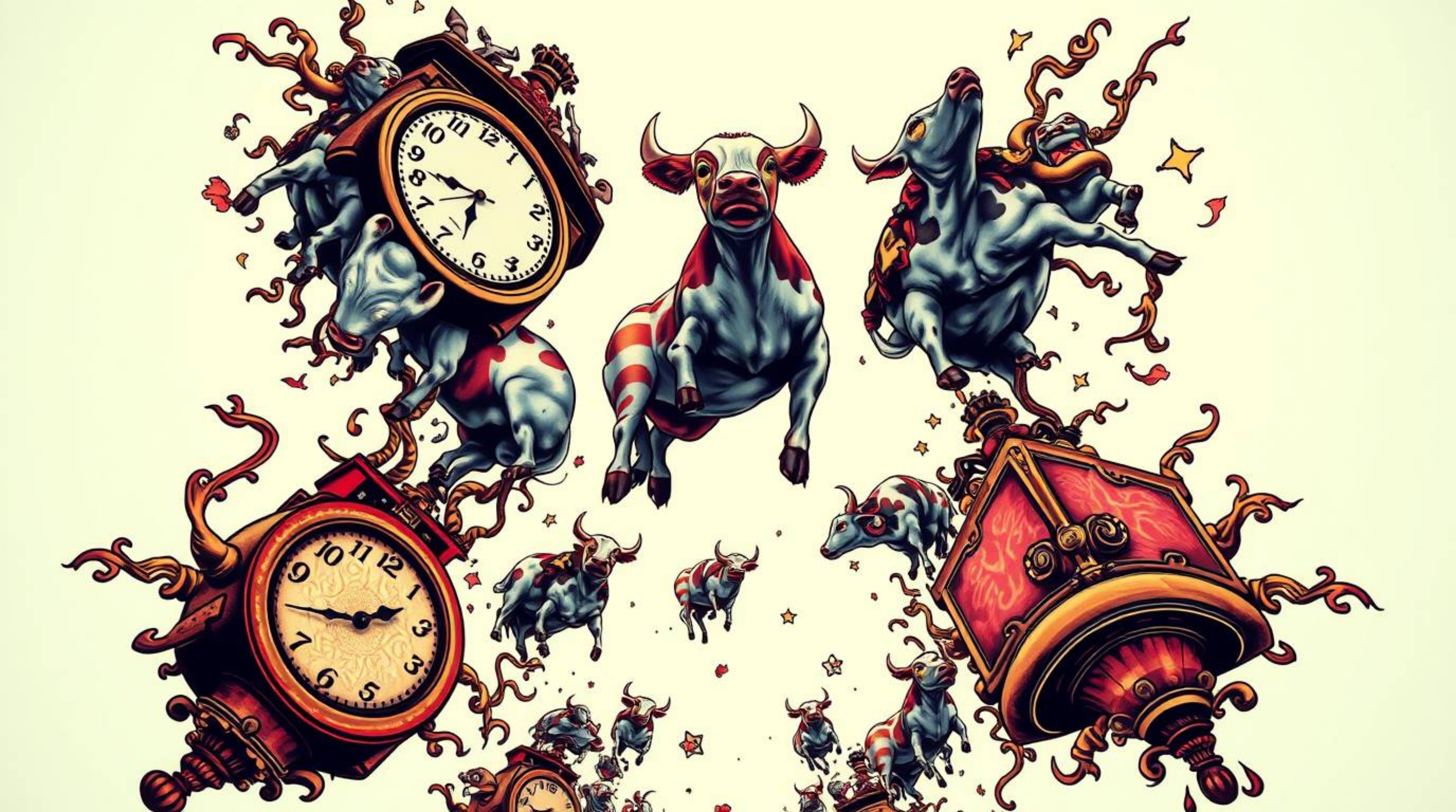 Explore a surreal dreamscape brought to life in this low-angle perspective symbolic traditional tattoo art print. Featuring m