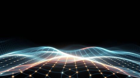 This abstract poster design features a captivating bioluminescent gradient mesh pattern against a jet black background.  The 
