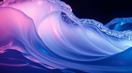 A high-contrast image showcasing a captivating fluid abstract wave with a pastel spectrum gradient texture. The artwork featu