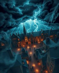 Experience a dramatic birds-eye view of a magical school teeming with young wizards.  Rendered in stunning detail, this top-d